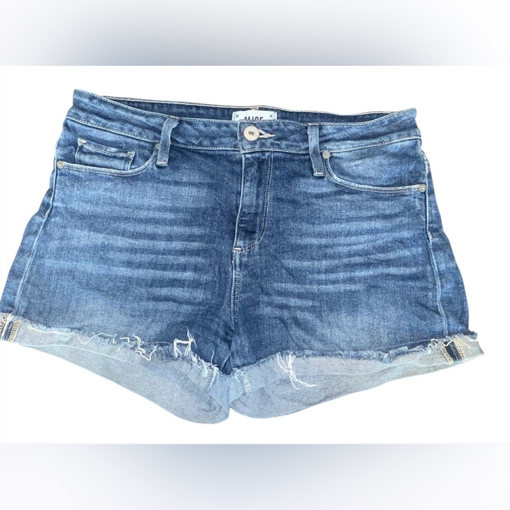 PAIGE Blue Denim Jimmy Jimmy Frayed Hem Cutoff Shorts
